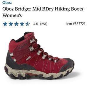Red REI Obōz hiking boots